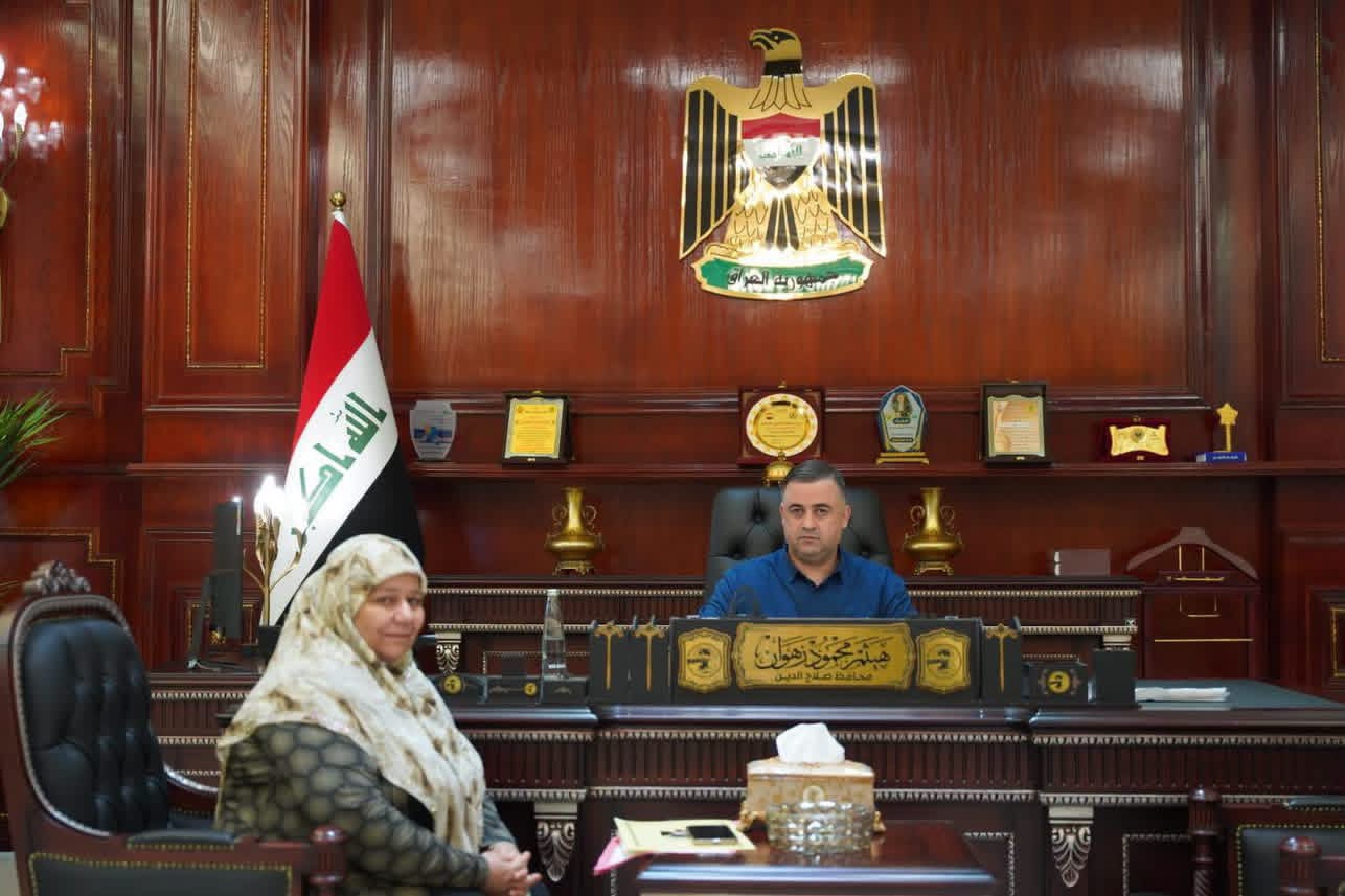 التقى محافظ صلاح الدين، السيد هيثم الزهوان، عضو مجلس المحافظة السيدة سعدية العبيدي، .