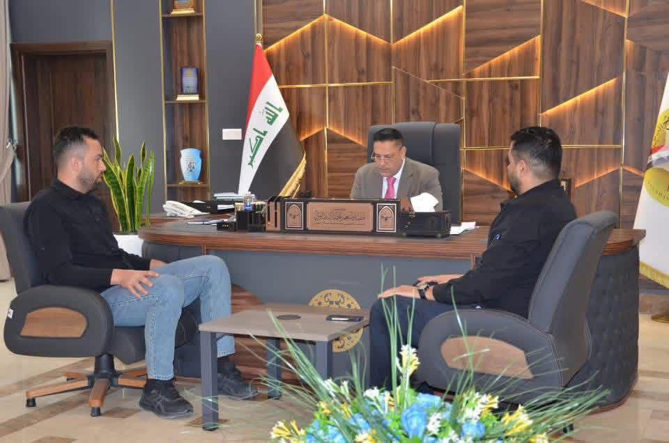 تنفيذاً لتوجيهات محافظ صلاح الدين، السيد هيثم الزهوان، التقى النائب الفني للمحافظ، المهندس مفيد منعم البلداوي، مدير قسم العلاقات والخدمات الاجتماعية لهيئة الحشد الشعبي في المحافظة، السيد علي محمد حيدر، لبحث ومناقشة المشاريع الخدمية والتنموية المشتركة.