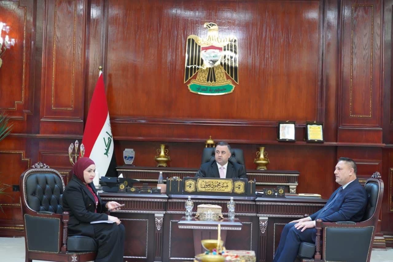 محافظ صلاح الدين، يبحث مع وفد من جامعة تكريت مشروع تحويل النفايات الصلبة إلى طاقة.